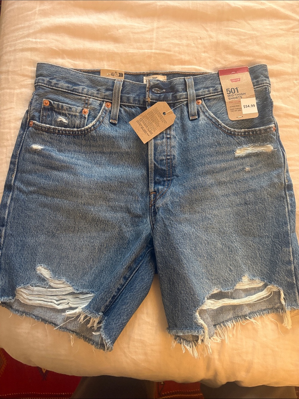 Levi's Blue Distressed 501 Women's Denim Shorts